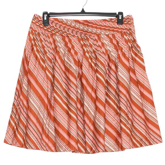 Talbots Skirt Pleated Boho Retro Preppy Coastal Cottage Prairie Orange Pink 14P - Picture 1 of 4